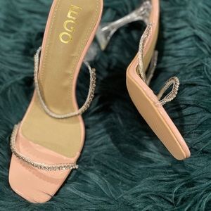 Nude rhinestone sculptured heel square toe - EGO